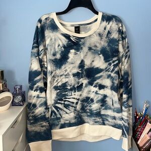 Blue and white tie-dye sweater